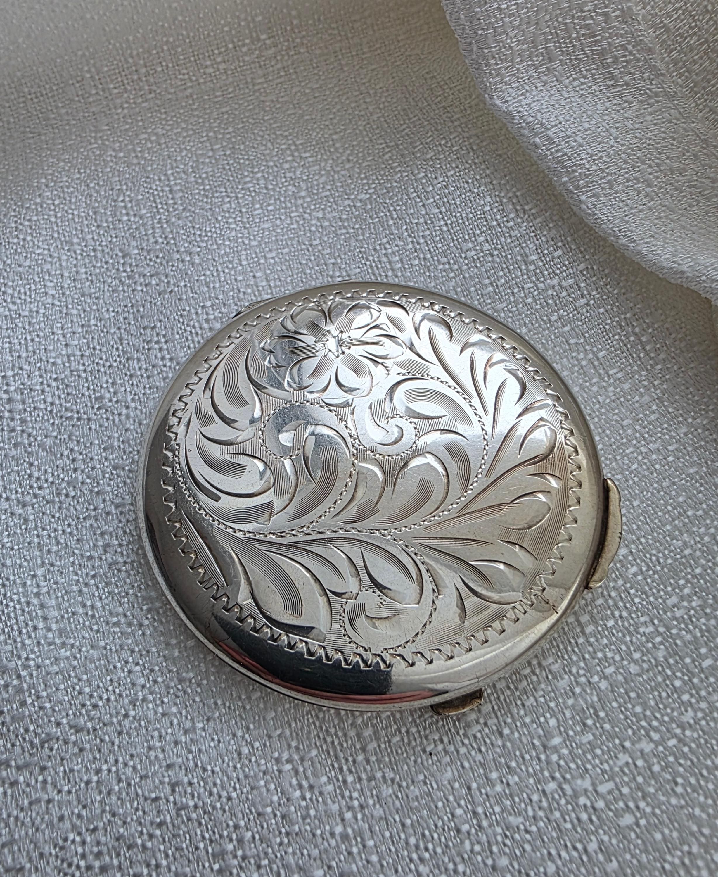 Vintage Sterling Silver Compact Mirror - Etsy