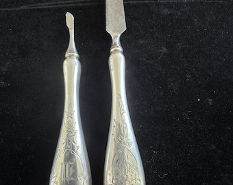 Rare Antique RYRIE BROTHERS Sterling Silver Handled Manicure Tools – Late 19th Century Victorian Vanity Set