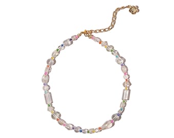 Handblown Glass Beaded Rainbow Necklace, choker, gift, present, colorful