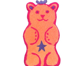 Apricot Fuzzy Bear Rug, gift for a guy, gift for a girl, present, accent rug, gummy bear