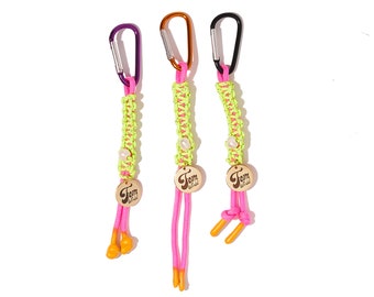 Carabiner Paracord Keychain Bag Charm, neon, colorful, pink, pearl, gift, present