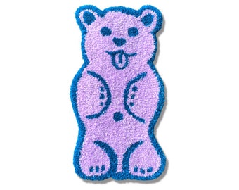 Fuzzy Bear Rug, accent rug, blue, lavender, gift for a guy, gift for a girl, present