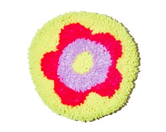 Neon Flower Mug Rug, coaster, table rug, home decor, present, gift