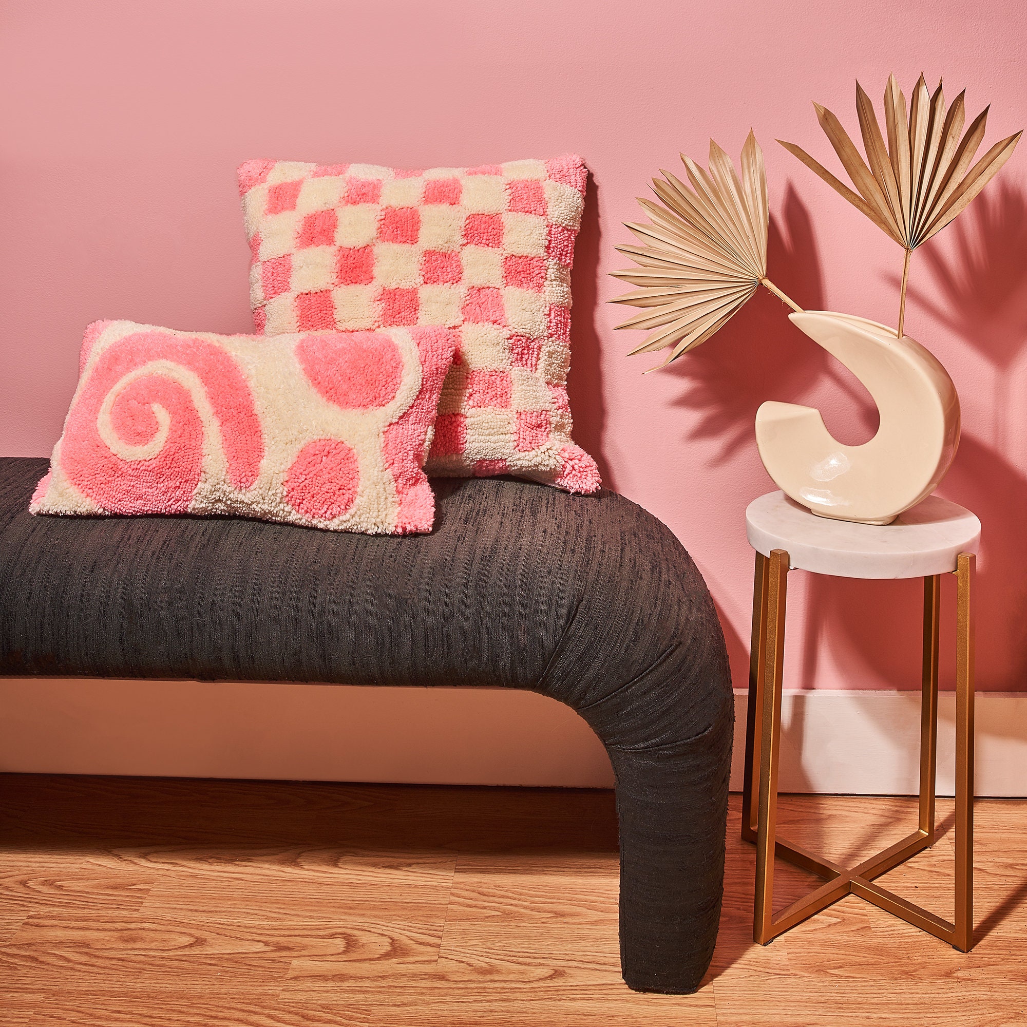 Pink tufted pillow hotsell
