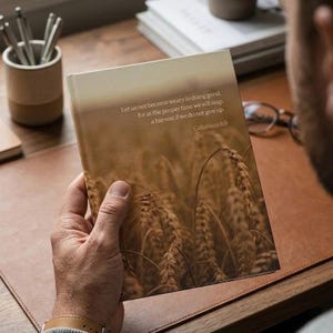 Harvest Prayer Journal | Christian Men Bible Verse Hardcover Notebook | Sermon Notes, Devotional Notebook
