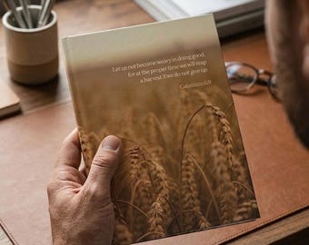 Dziennik Modlitw Żniwnych | Notatnik w twardej oprawie z wersetami biblijnymi dla mężczyzn chrześcijańskich | Notatki z kazań, Notatnik do nabożeństw