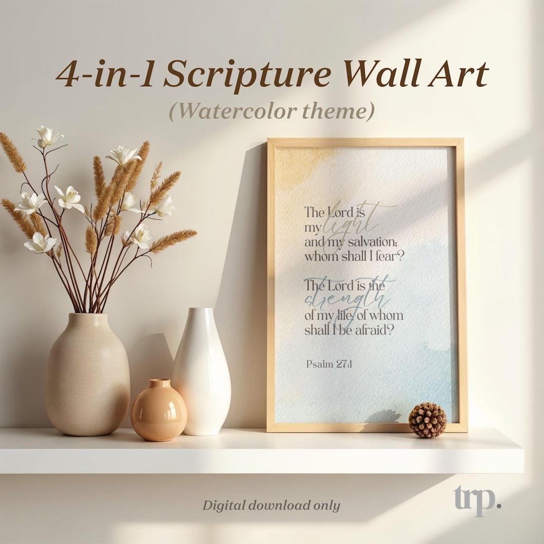 Watercolor Scripture Wall Art Printable (4-in-1 Collection) | Fits ...