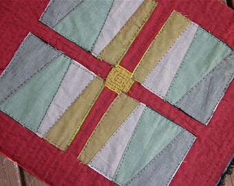 Primitve Modern Red Quilt