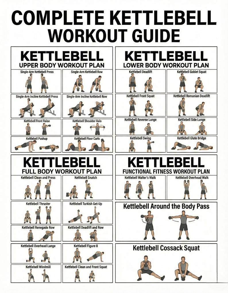 Complete Kettlebell Workout Guide (PDF) | Upper Body + Lower Body ...