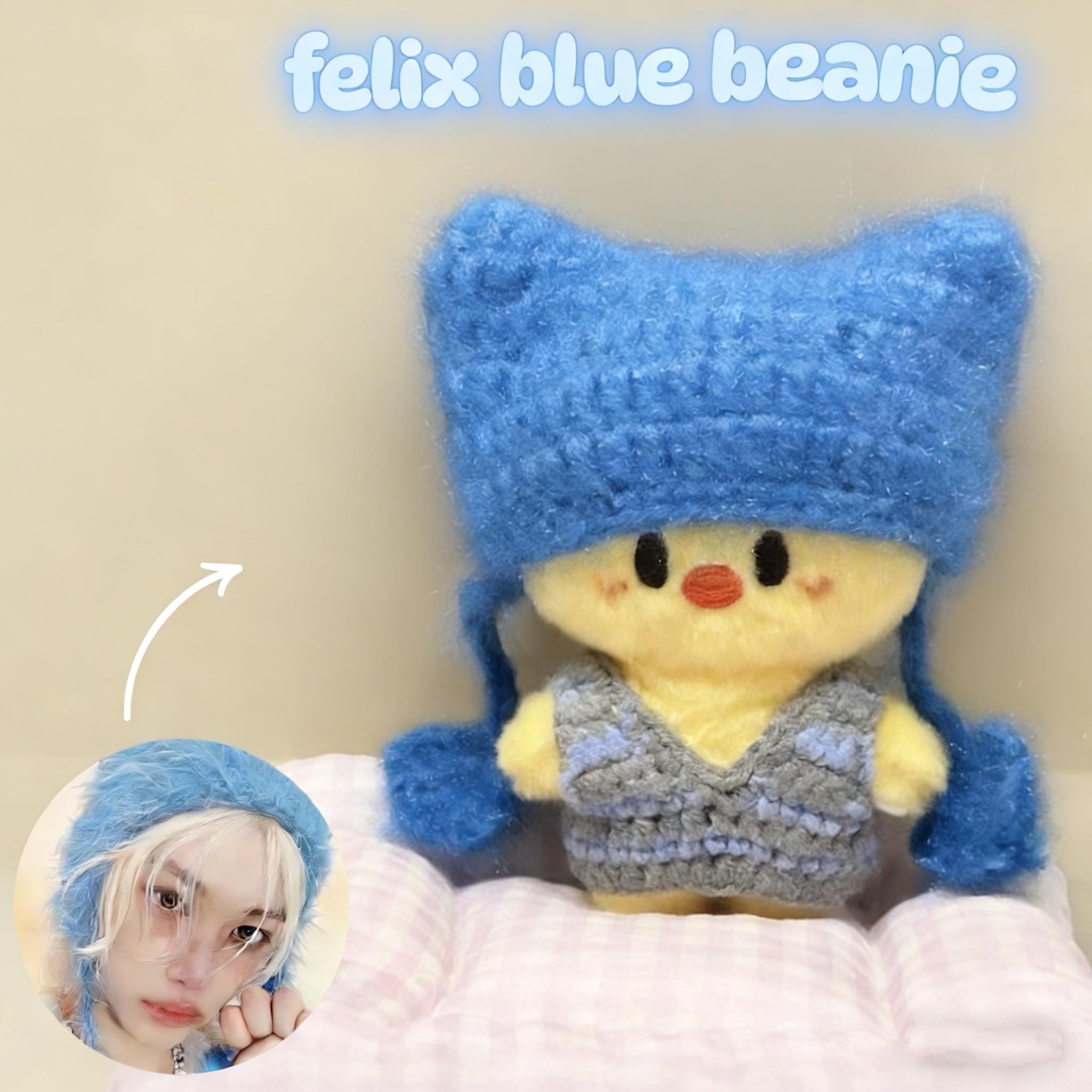 straykids Felix ユニフォーム　キャップ　タオル　 セット SKZOO Doll Clothes - Bbokari Blue Hat 10cm for Felix ATE Version
