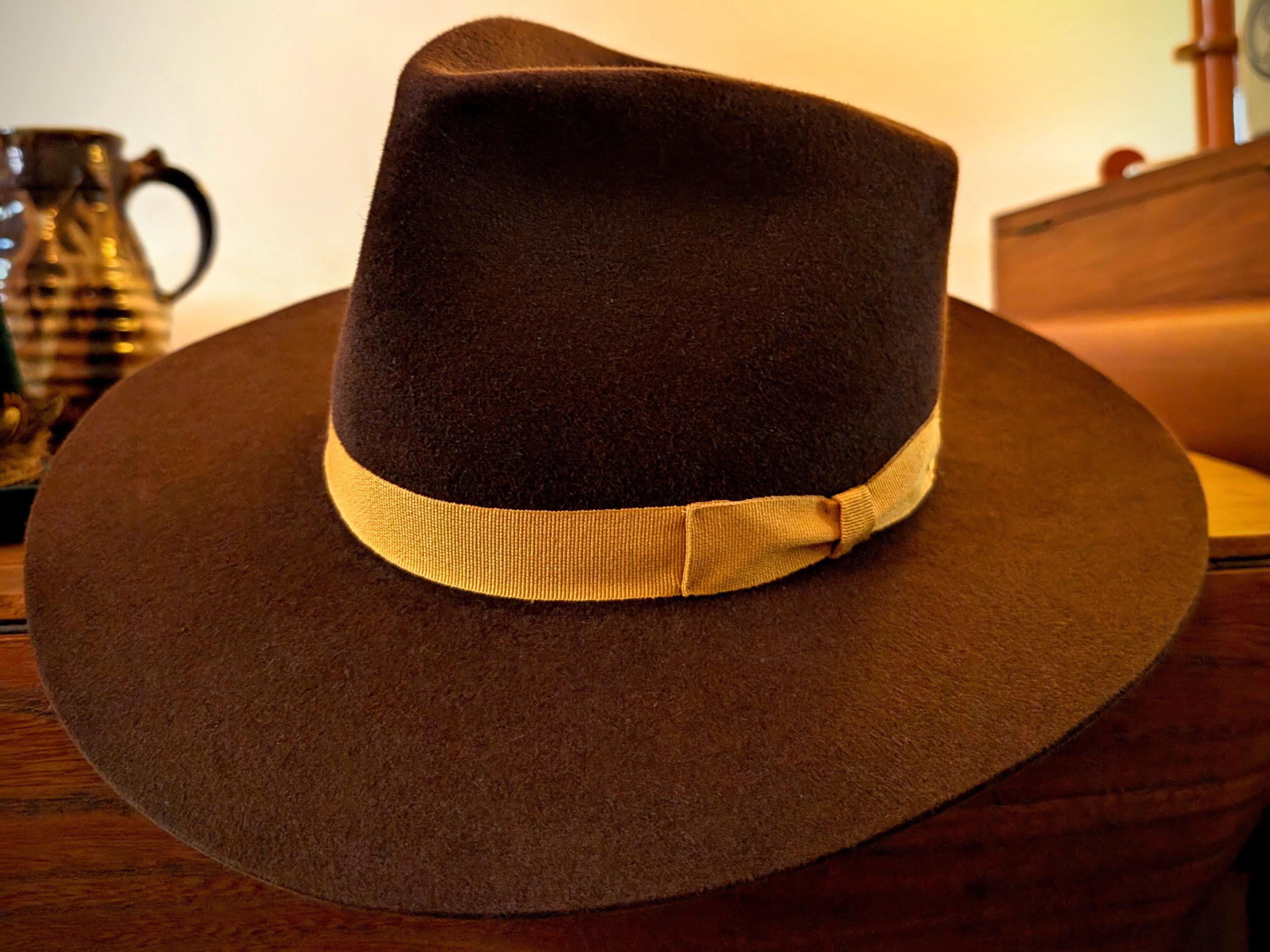 Brown Wide-Brimmed Felt Fedora,  Mountain,  Stage Big Brim , Panama hat Big Wide Brim Felt Fedora Hat Wool Church Jazz Hats Men  main image 4
