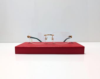 Cartier Glasses Rimless Gold Frame Vintage Eyewear