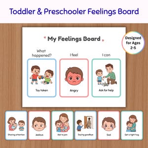 Gevoelsbord voor peuters en kleuters, grafiek emotieregulatie kinderen, afdrukbaar hoekje