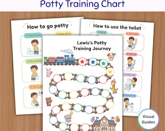 Train Potty Training Chart, Printable Toddler Boy Toilet Visual Schedule, Editable Reward System