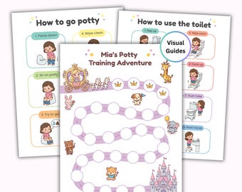 Princess Potty Training Chart, Printable Toddler Girl Toilet Visual Schedule, Editable Reward System