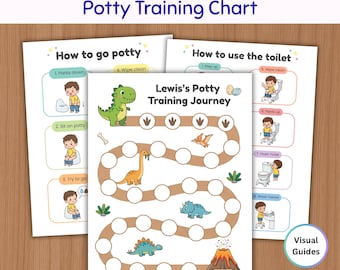 Dinosaur Potty Training Chart, Printable Toddler Boy Toilet Visual Schedule, Editable Reward System