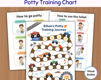 Monster Truck Potty Training Chart, Printable Toddler Boy Toilet Visual Schedule, Editable Reward System
