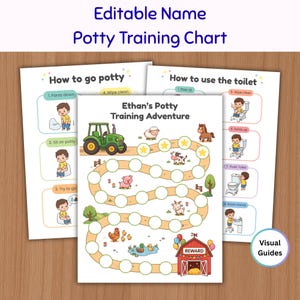 Tractor Potty Training Chart, Printable Toddler Boy Toilet Visual Schedule, Editable Farm Reward System