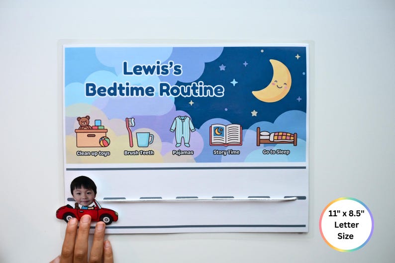 Personalised Bedtime Routine Chart Personalized Bedtime Routine Chart for Toddlers, Interactive Slider ...