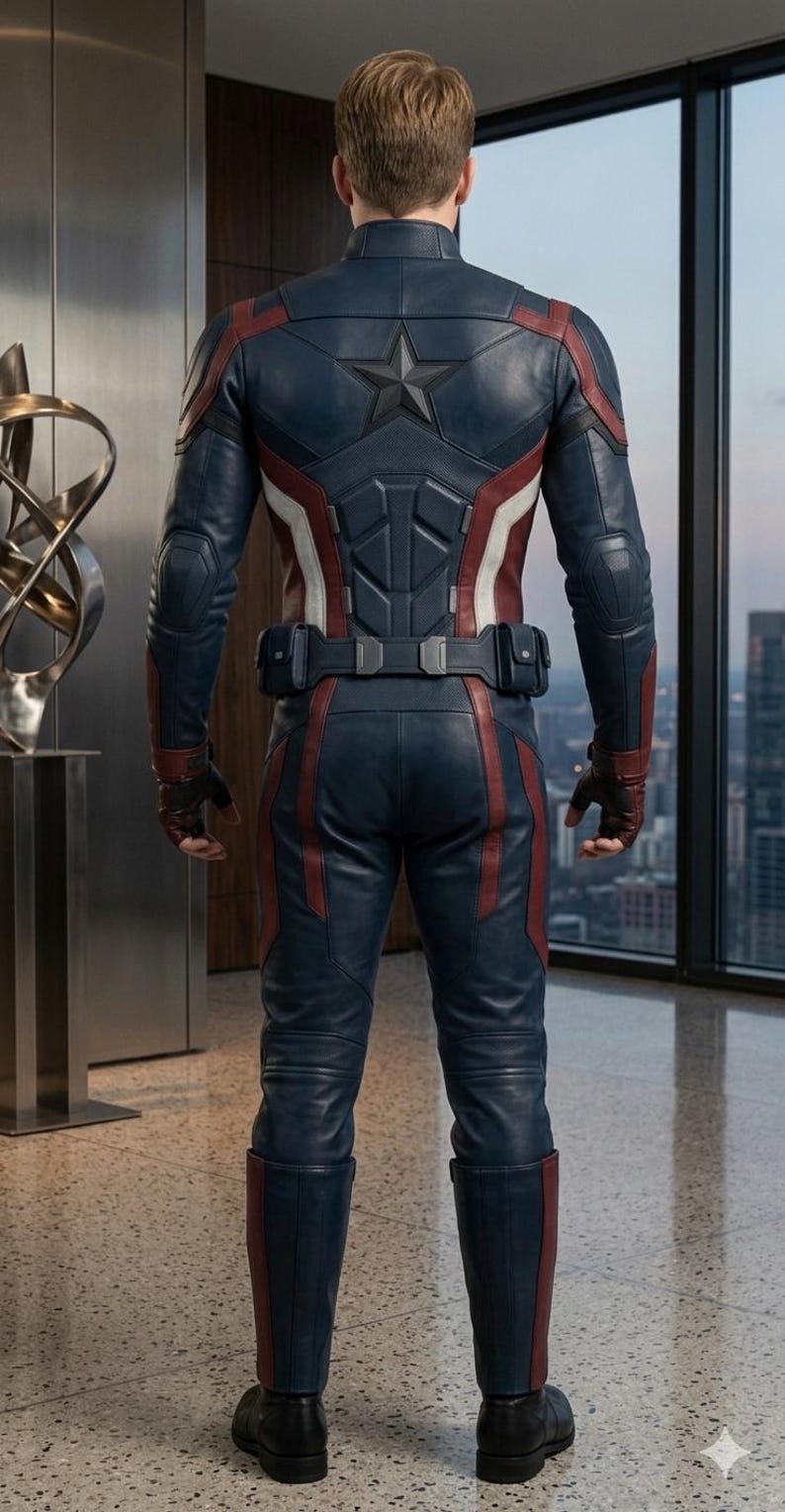 captain america costume, luxury superhero suit, cinematic cosplay replica, avengers leather uniform, steve rogers outfit, winter soldier suit, high quality comic con gear, tactical hero outfit, realistic halloween costume, custom superhero leather, tailored cosplay suit, movie accurate replica, professional cosplay gear, endgame suit replica