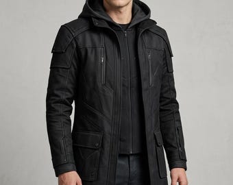Men’s Tactical Urban Coat | Hooded Long Jacket | Dark Techwear Trench