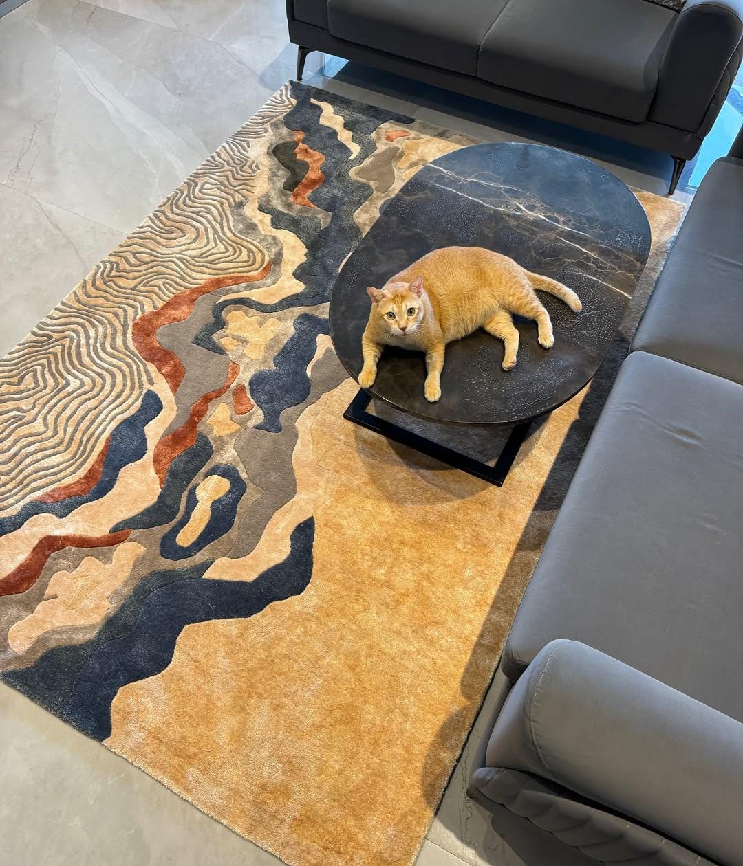 Modern Abstract Hand-tufted Area Rug, Earth Tone Topographic Wave ...