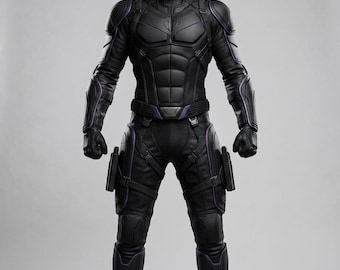 Futuristisk svart taktisk rustningsdräkt - Vigilante Cosplay Avancerad teknisk utrustning
