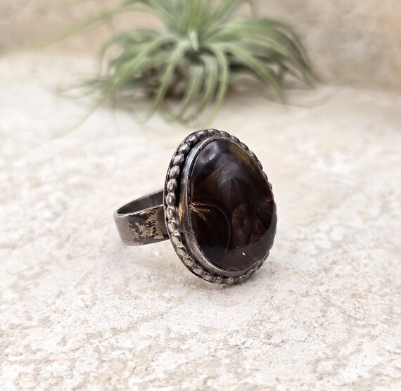 Fire Agate Sterling Silver Ring, Southwestern Han… - image 7