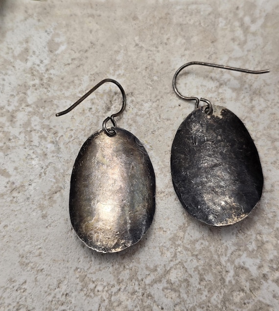 1.5" Ruby 925 Silver Hammered Concave Earrings - image 4