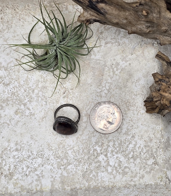 Fire Agate Sterling Silver Ring Size 6 Beaded Bez… - image 14