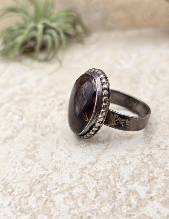 Fire Agate Sterling Silver Ring, Southwestern Han… - image 9