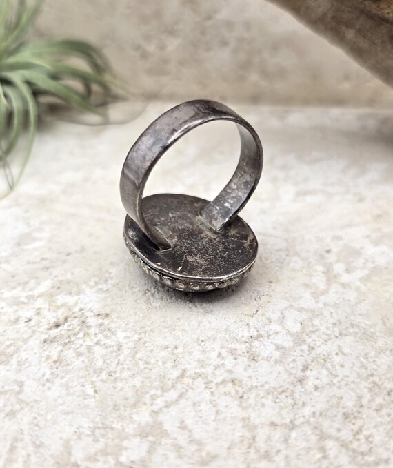 Fire Agate Sterling Silver Ring, Southwestern Han… - image 2