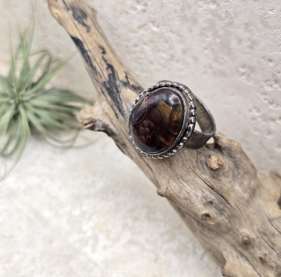 Fire Agate Sterling Silver Ring, Southwestern Han… - image 11