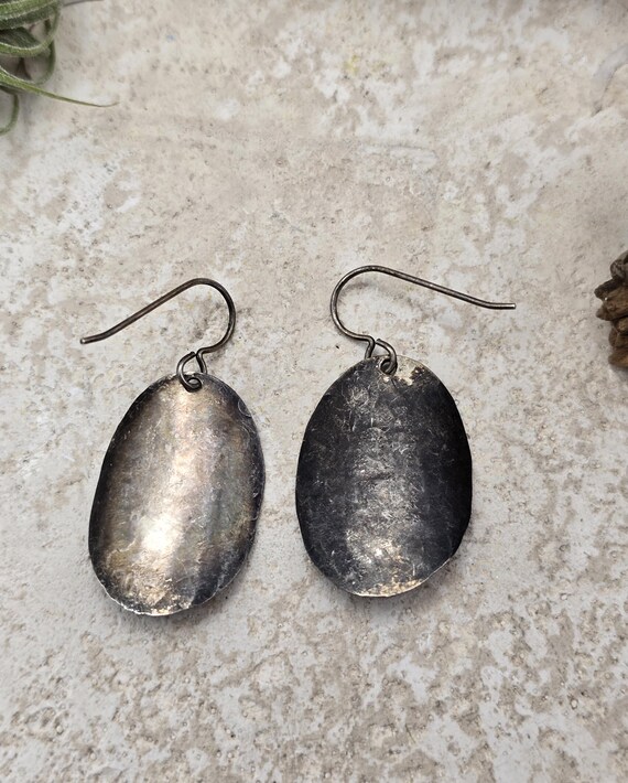 1.5" Ruby 925 Silver Hammered Concave Earrings - image 3