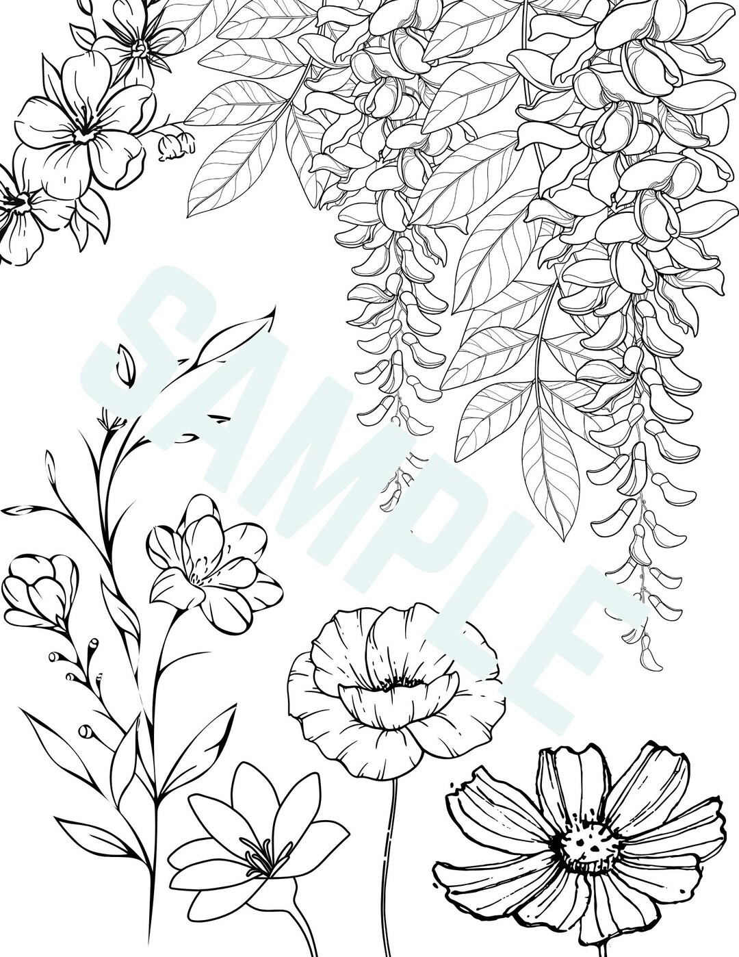 Flowering Color Sheets.pdf Flower Coloring Sheet PDF - Etsy