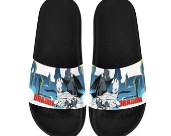 How to Train Your Dragon Cartoon Custom Slide Slippers for Kids Women, Men Casual Summer Style Home Beach Sandals