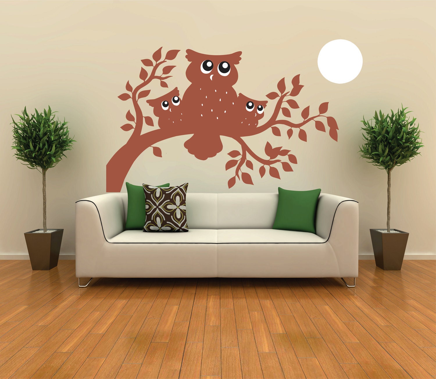Vinyl Wall Decal Owls in Trees Etsy