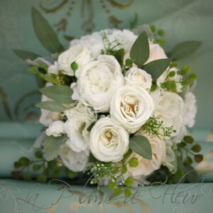 Garden wedding bouquet Roses, peonies, lissianthus, eucalyptus, dusty miller and fern Vintage inspired garden bouquet shabby chic & rustic image 1