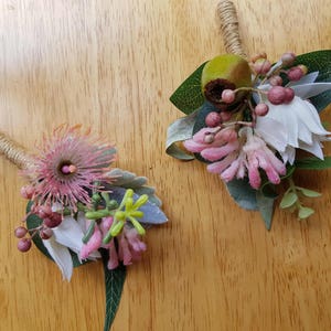 Set of 6 Native Buttonhole Boutonniere. 6 mismatched Australian native flower and foliage buttonholes Artificial flower, foliage boutonniere image 4