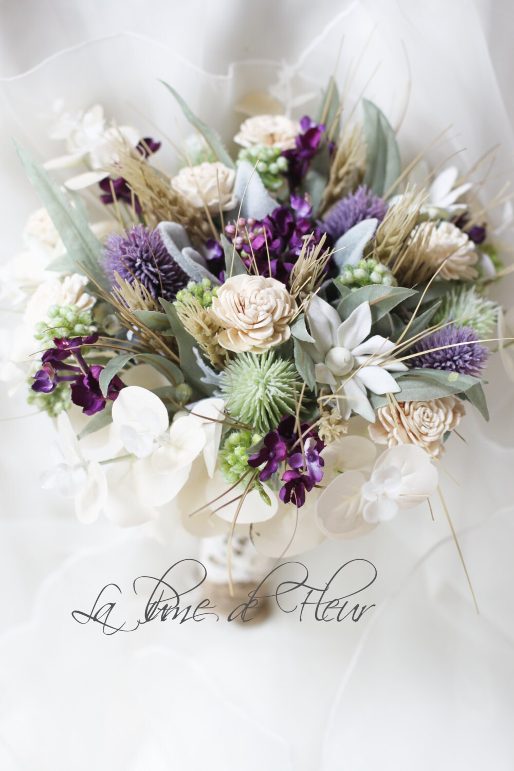 Amy Bridal Bouquet Country Garden Cream Mauve And Green Etsy