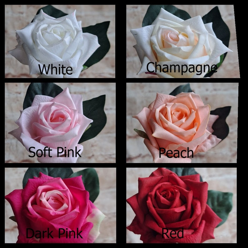 Real touch rose Buttonhole for groom, groomsmen. Fresh touch Boutonniere, lapel pin. Realistic roses. White Cream Pink Peach Red Roses image 10