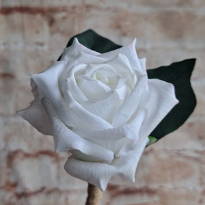 Real touch rose Buttonhole for groom, groomsmen. Fresh touch Boutonniere, lapel pin. Realistic roses. White Cream Pink Peach Red Roses image 2