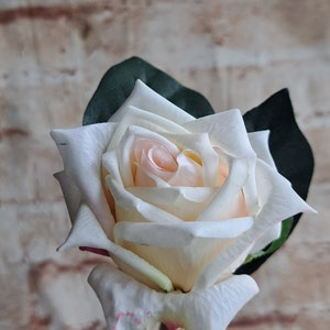 Real touch rose Buttonhole for groom, groomsmen. Fresh touch Boutonniere, lapel pin. Realistic roses. White Cream Pink Peach Red Roses image 3