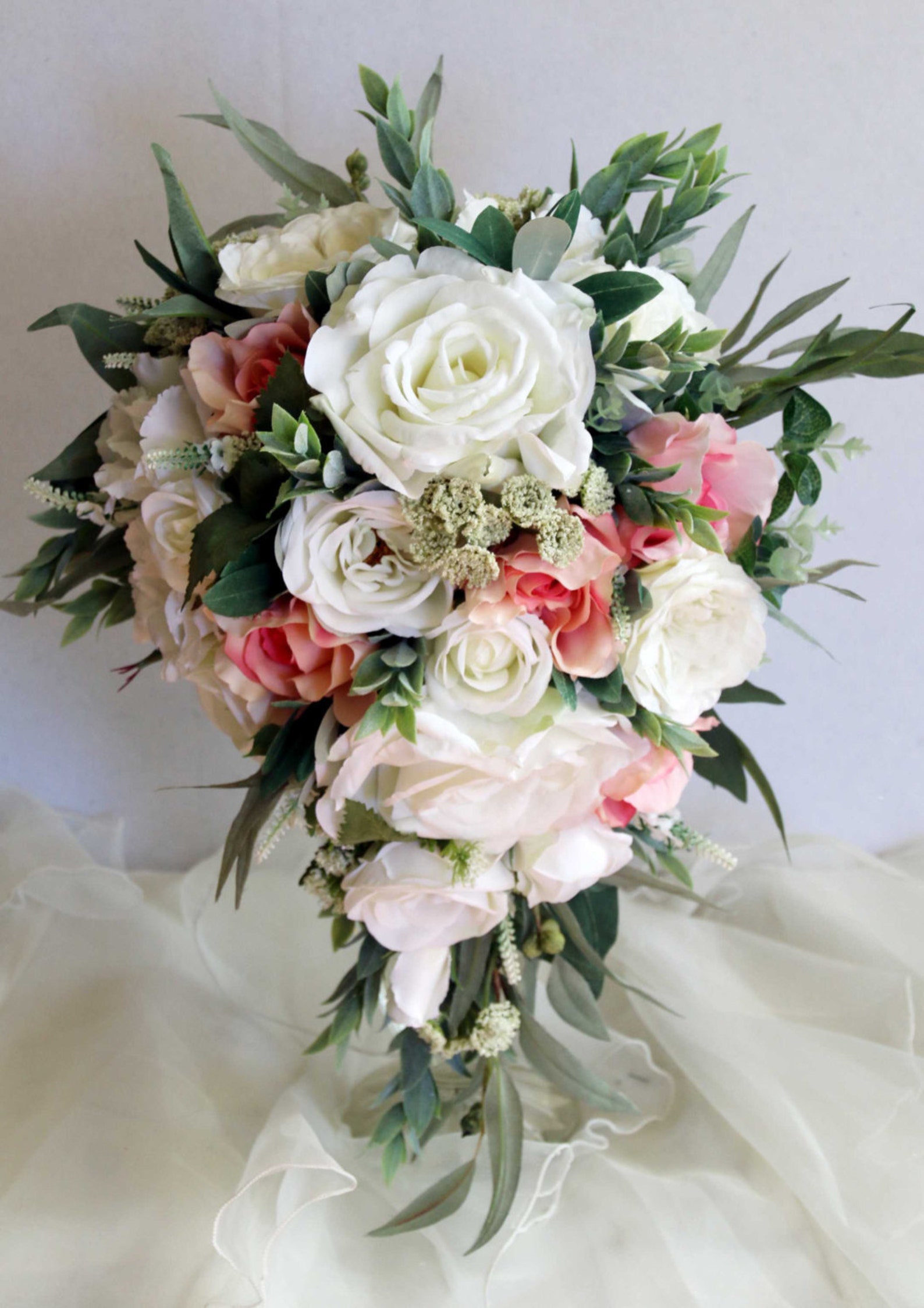 Teardrop Cascade Bridal Bouquet Wedding Flowers Artificial Etsy