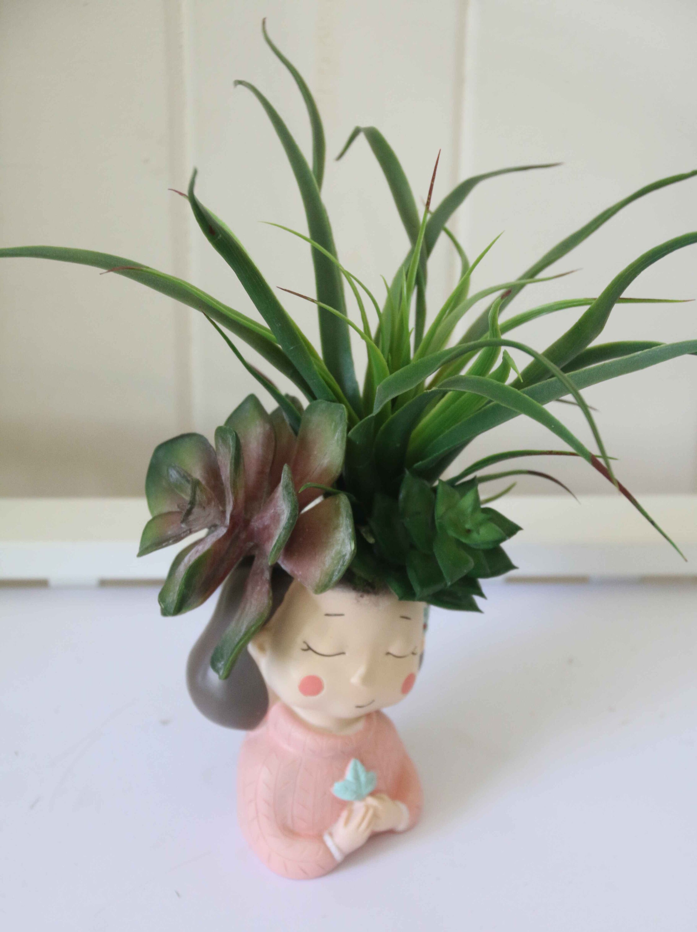 Faux Fake Succulent Plants In Lady Head Ceramic Planter Vase Etsy