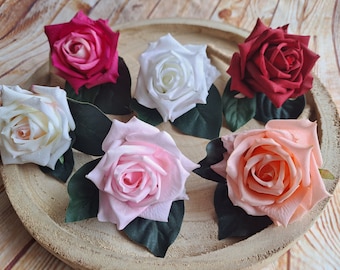 Real touch rose Buttonhole for groom, groomsmen. Fresh touch Boutonniere, lapel pin. Realistic roses. White Cream Pink Peach Red Roses