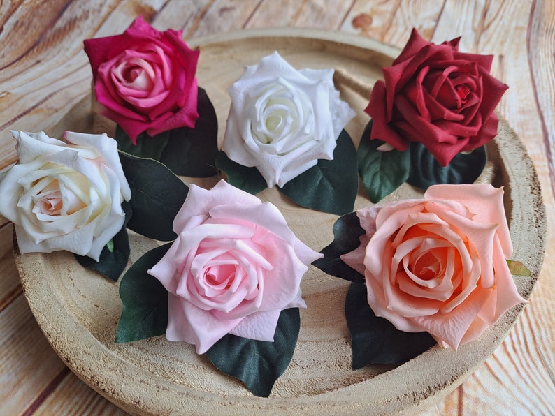 Real touch rose Buttonhole for groom, groomsmen. Fresh touch Boutonniere, lapel pin. Realistic roses. White Cream Pink Peach Red Roses image 1