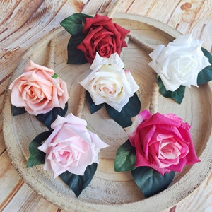 Real touch rose Buttonhole for groom, groomsmen. Fresh touch Boutonniere, lapel pin. Realistic roses. White Cream Pink Peach Red Roses image 9