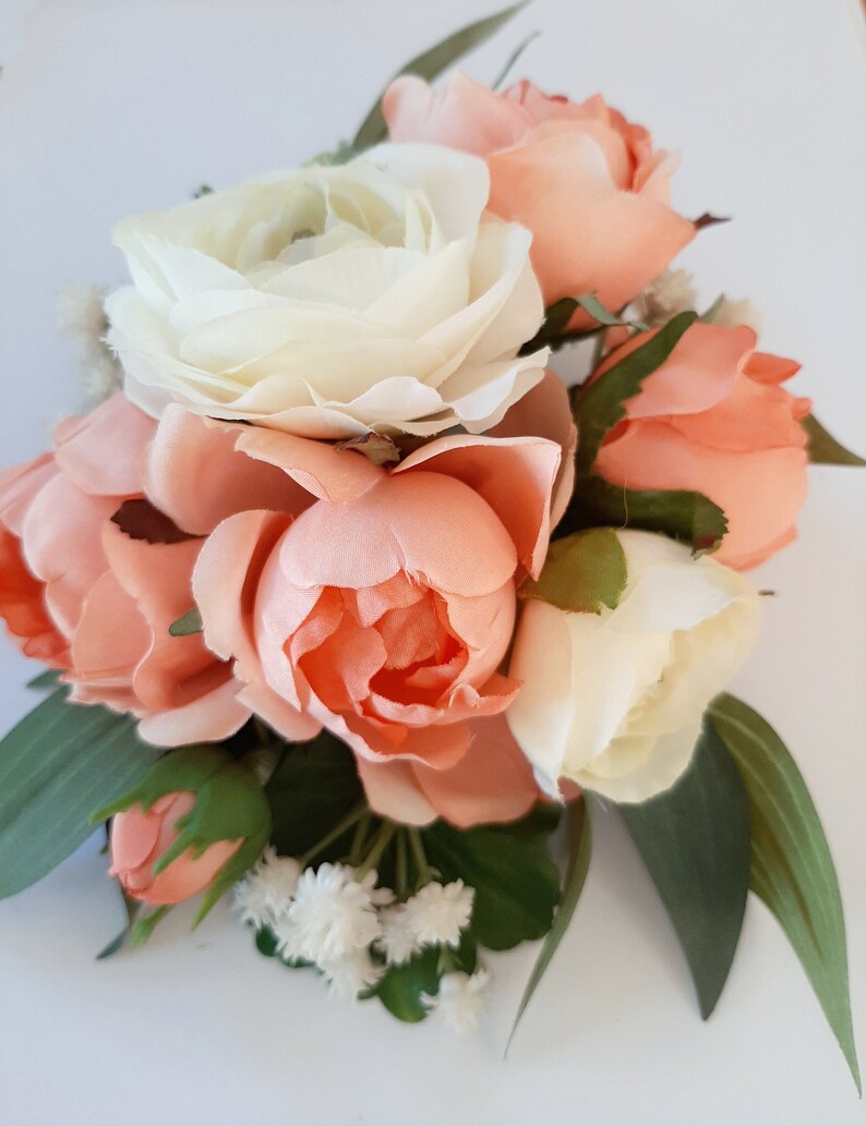 Peach and Cream Wrist Corsage. High School Formal Prom. Etsy