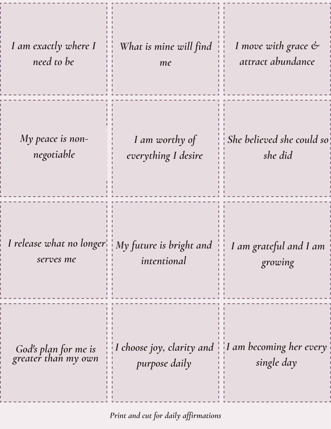 Printable Affirmation Cards for Women | Positive Affirmations PDF ...